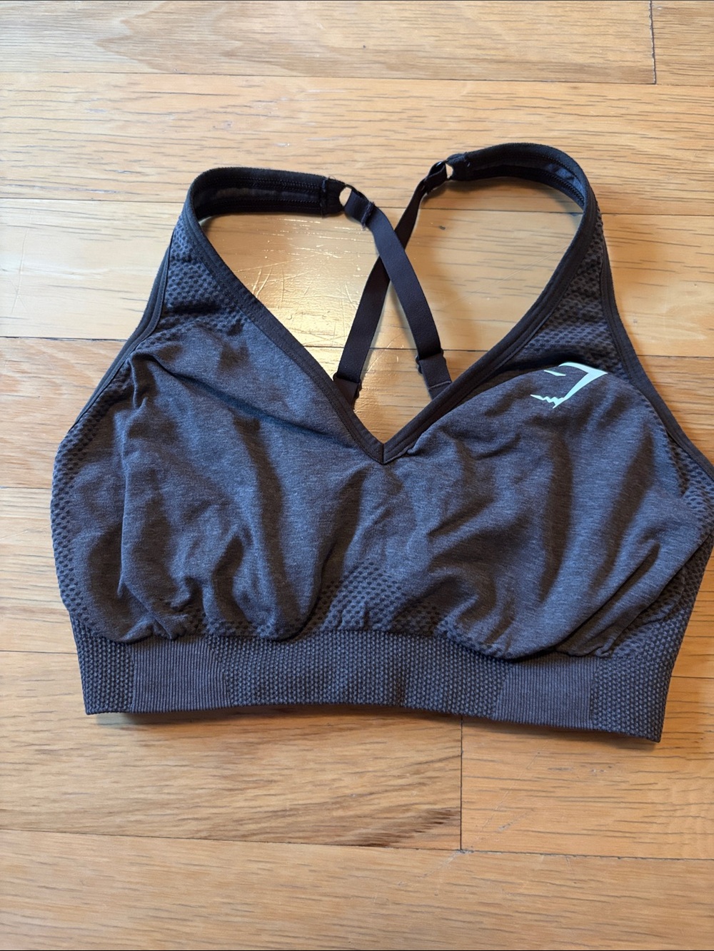 Gymshark Brown Sports Bra with Mint Logo